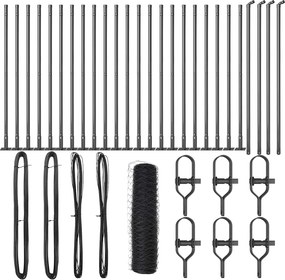 vidaXL Stâlp de gard. Gri 50 x 0,5 m (plasă de 50 mm) Oțel și PVC