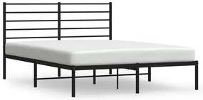 Cadru de pat metalic cu tablie, negru, 120x190 cm
