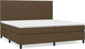 vidaXL Pat box spring cu saltea, maro închis, 200x200 cm, textil