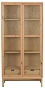 Vitrină natural cu aspect de lemn de stejar cu ușă glisantă 100x203 cm Hazelton – Rowico