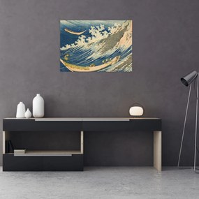 Tablou - Katsushika Hokusai, Fishing Boats at Choshi in Shimosa (Soshu Choshi) , reproducere (70x50 cm)