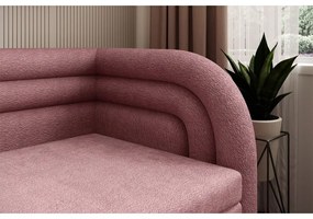 Canapea roz extensibilă/cu spațiu de depozitare cu tapițerie din chenille cu colț pe partea dreaptă 223 cm Fabillo – ELTAP
