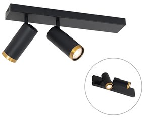 Plafonieră modernă cu spoturi negre cu bronz reglabilă cu 2 lumini - Renna