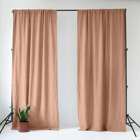 Draperie roz-maro din in 140x200 cm Cafe Creme – Linen Tales