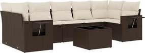 vidaXL Set canapele de grădină cu perne, 8 piese, maro, poliratan