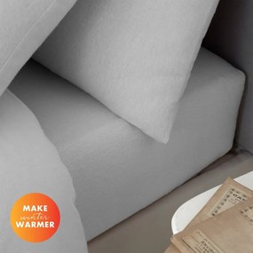 Cearceaf gri din flanelă cu elastic 150x200 cm Brushed – Catherine Lansfield