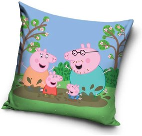 Purcelușa Peppa Mud husă de pernă catifelată 40x40 cm