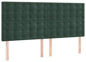 Cadru de pat cu tablie, verde inchis, 140x200 cm, catifea Verde inchis, 140 x 200 cm, Nasturi de tapiterie