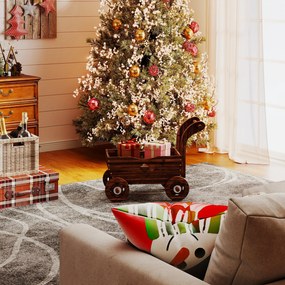 Outsunny Strat Înălțat pentru Grădină în Formă de Cărucior cu 4 Roți și Mâner, Ghiveci din Lemn de Molid cu Găuri de Drenaj, pentru Balcon, Terasă, 68x38x52 cm, Finisaj Carbonizat | Aosom Romania