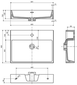 Sapho - Lavoar suspendat AQUATIC 60x46 cm ceramică/albă