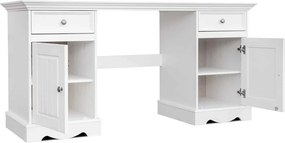 Birou lemn masiv alb Linea, 155 × 54 × 77 cm