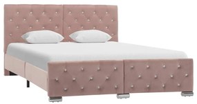 286826 vidaXL Cadru de pat, roz, 140 x 200 cm, catifea