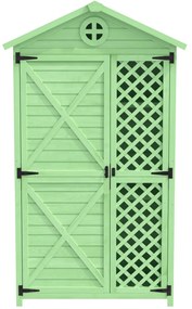 Depozit de mobilier de grădină din lemn pentru exterior, magazie de unelte rezistentă la intemperii, cu mult spațiu de depozitare și construcție din lemn stabilă, 90×56,5×175,3 cm, Verde
