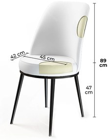 Set 4 scaune haaus Dexa, Negru/Alb, textil, picioare metalice