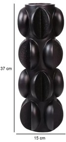 Vază din rășină, 37 x 15 cm, negru mat