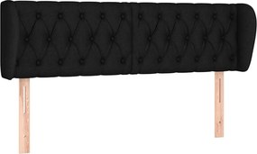 vidaXL Tăblie de pat cu aripioare negru 163x23x78/88 cm textil