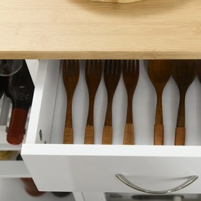 HOMCOM Carucior de servire carucior de bucatarie cu rotile multi-rangament dulap cu usa raft pentru sticle de vin alb | Aosom Romania