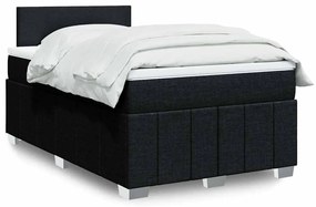 vidaXL Pat box spring cu saltea, negru, 120x200 cm, textil