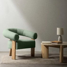 Fotoliu design verde închis KOKEI, stejar