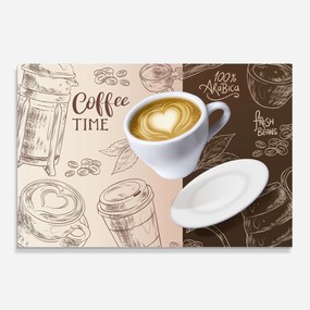 Panou Sticla Bucatarie, 80x120cm, Protectie aragaz, Antistropi, Termorezistent, Alimente, Cafea, Coffee Time
