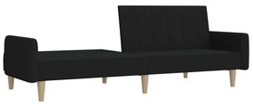 Canapea extensibila 2 locuri, cu taburet, negru, textil Negru, Cu suport de picioare