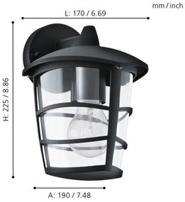 Eglo 93098 - LED Aplică perete exterior ALORIA 1xE27/8,5W/230V