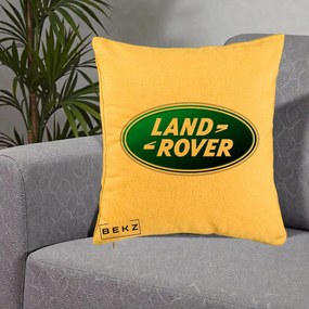 Perna Personalizata cu emblema Land Rover, 40x40 cm, Galben, Husa Detasabila, Perna Inclusa, BEKZ®