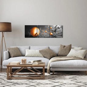 Tabloul bilelor portocalii abstarcte (cu ceas) (90x30 cm)