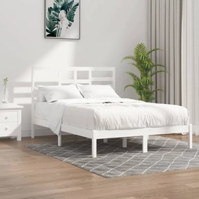 Cadru de pat, alb, 120x200 cm, lemn masiv Alb, 120 x 200 cm