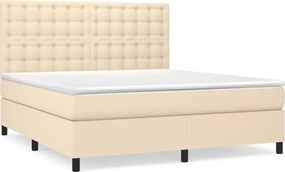 vidaXL Pat continental cu saltea, crem, 180x200 cm, textil