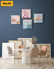 Set tablouri delicatețe dulce cu băutură