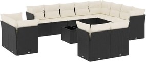vidaXL Set mobilier de grădină cu perne, 13 piese, negru, poliratan