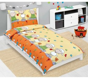 Bellatex Lenjerie de pat creponată pentru copiiOaie galben, 140 x 200, 70 x 90 cm