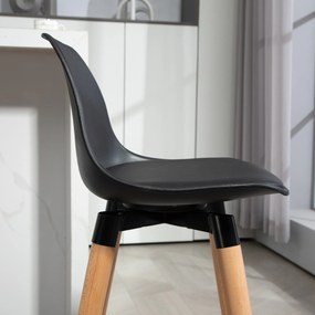 HOMCOM Set 2 Scaune de Bar Moderne din Piele Ecologică, Scaune Înalte de Bucătărie, Negru | Aosom Romania