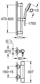 GROHE 34237003 - Baterie de duș termostatică PRECISION TREND, 150 mm, crom