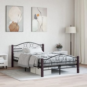 285292 vidaXL Cadru de pat, negru, 120 x 200 cm, metal