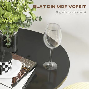 HOMCOM Masă de Bar Înaltă, Masă de Bucătărie Modernă Rotundă cu Blat Vopsit și Bază din Oțel, Masă Bistro pentru 2 Persoane, Neagră | Aosom Romania