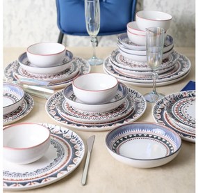 Set veselă 24 piese, multicolor, din ceramică stoneware