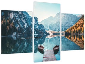 Tablou - Bărci pe Lacul Braies (90x60 cm)