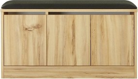 Pantofar MR2-KE-Oak, stejar/negru, PAL melaminat/piele ecologica, 90x3