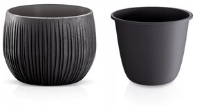 Ghiveci decorativ de flori, rotund, negru, 0.75 L, 14.4x11 cm, Beton Bowl