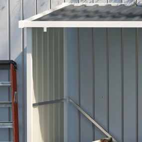 Outsunny Suport exterior pentru lemne, din oțel galvanizat, cu bază înălțată și acoperiș înclinat, 1,34 m², gri închis | Aosom Romania