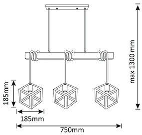 lustră pe cablu SWEDEN 3xE27/20W/230V