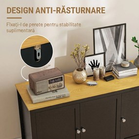 HOMCOM Dulap cu 2 Compartimente și 2 Rafturi Reglabile pe 3 Nivele, 120 x 40 x 70 cm, Negru și Lemn | Aosom Romania
