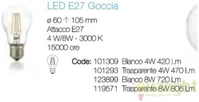 Bec LED E27 8W GOCCIA BIANCO 123899