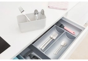 Uscator de vase Brabantia Sinkside 1000205, Tava de scurgere in chiuveta, Suport ustensile, Gri deschis