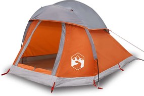 vidaXL Cort de camping pentru 1 persoană, gri/portocaliu, impermeabil