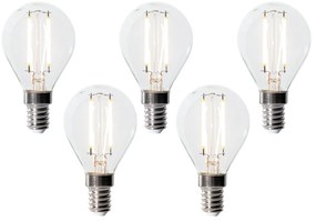 Set de 5 becuri LED E14 reglabile P45 sticlă transparentă 3W 250 lm 2700K