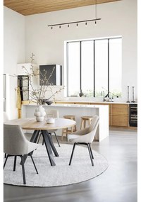 Masă de dining natural rotundă extensibilă cu aspect de lemn de stejar ø 135 cm Maddock – Rowico