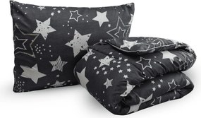 Set pilota pentru tot anul 140x200 cm din fibra tubulara cu perna 70x90 cm DREAM STAR, gri